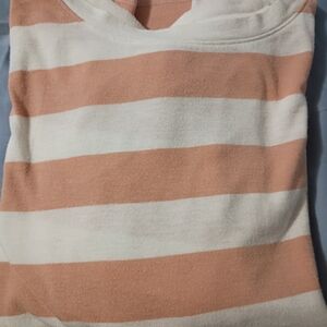 A New Day Peach and White Striped Tee